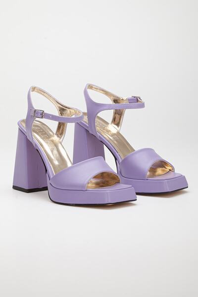 LİLLA Women's Angular Platform High Thick Heeled Shoes