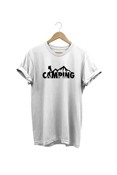 WİDİ Tricou alb cu imprimeu Camping