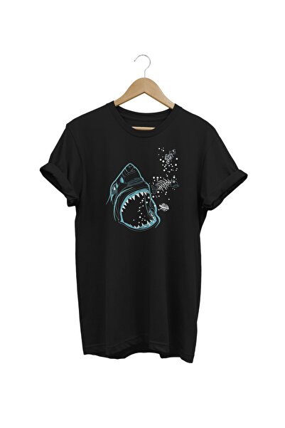 Shark Printed Black T-shirt