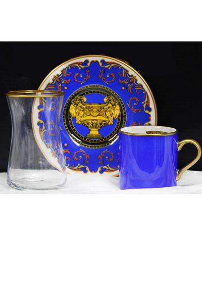 LEONARTE CASA Single Coffee + Tea Set Crown Blue