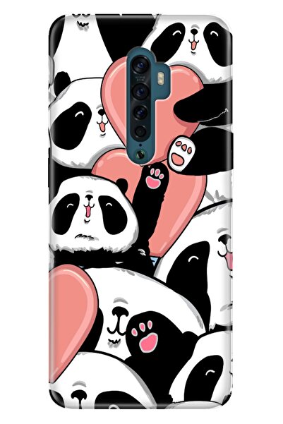 realme Oppo Reno 2z Uyumlu Kılıf Silikon Desenli Resimli Uv Kapak Sevimli Panda