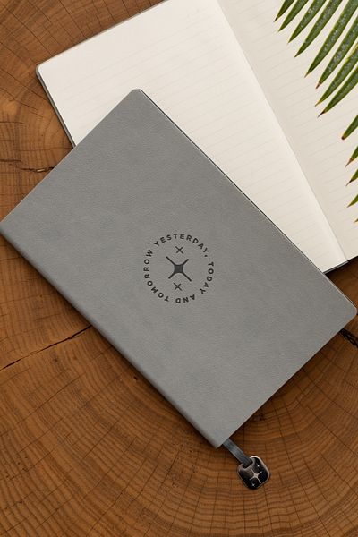 alminta 13x21 Cm Thermo Leather Cover Edges Painted Undated Notebook Gray