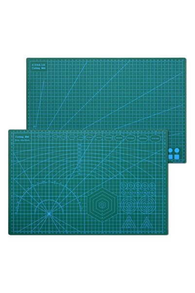 gebzehakikat Kesim Matı Kesim Altlığı A1 (60*90 CM) Koyu Yeşil Renk Çift Tara...