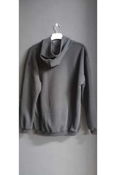 clhn Hanorac cu imprimeu metal negru, cu glugă cu trei fire, oversize, unisex premium
