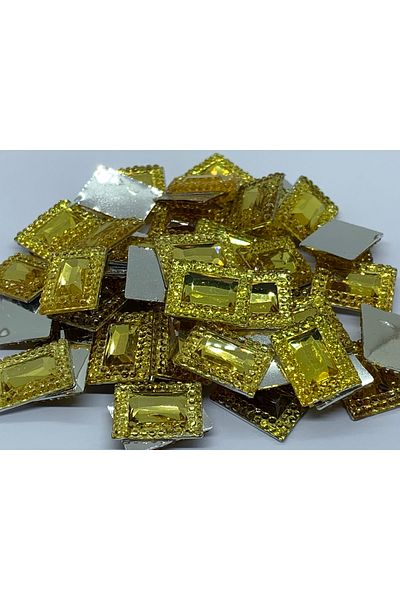 Cem Davetiye Decoration Stone Rectangular Yellow 13x18mm 1000 Pieces Polyester Stones