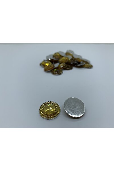 Cem Davetiye Decoration Stone Round Yellow 16mm 1000 Pieces Polyester Stones