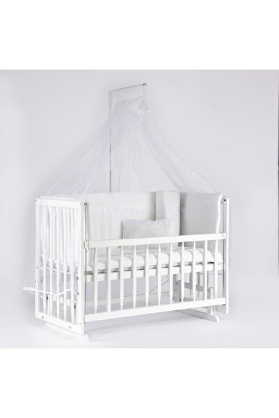 bebeget Süper Natural Ahşap Beşik 4 Kademeli Beyaz Anne Yanı Sallanır 60x120-...