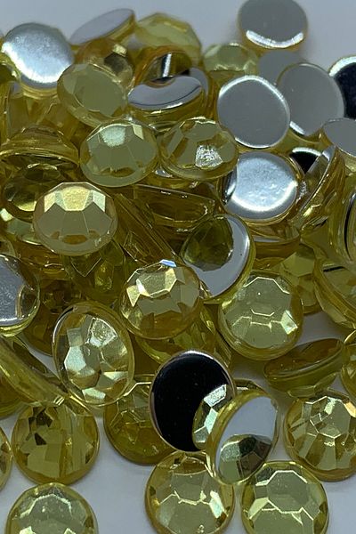 Cem Davetiye Acrylic Stone Round Yellow 7mm 2000 Pieces Decoration Stones