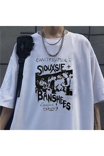 Touz Tricou supradimensionat unisex Siouxsie Banshees Votinity White
