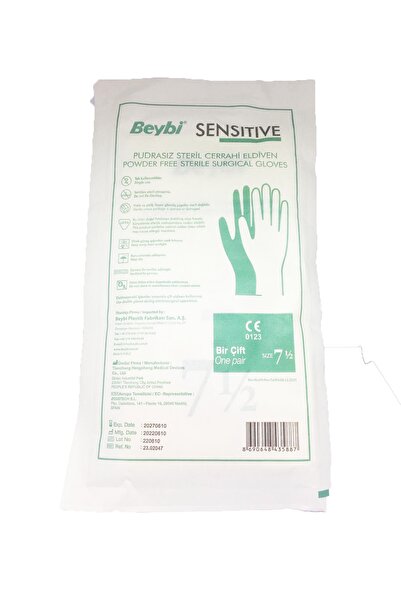 Beybi Pudrasız Steril Sensıtıve Cerrahi Eldiven 7.5 Numara (25 Çift)