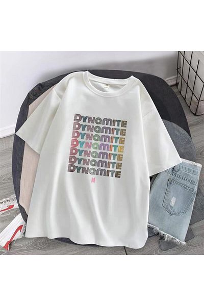 Touz Tricou oversize unisex cu imprimeu Dynamite alb