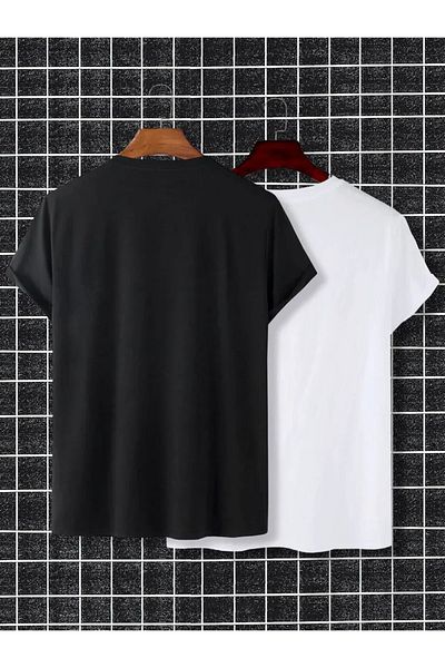 trendgar Διπλό Μαύρο-άσπρο T-Shirt