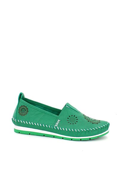Deripabuc Genuine Leather Green Women's Leather Ballerinas Dp16-0065