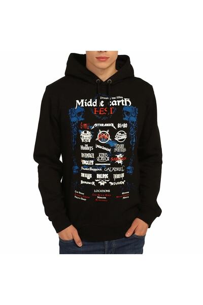 Bant Giyim - Lord of the Rings Black Hooded Men's Sweatshirt