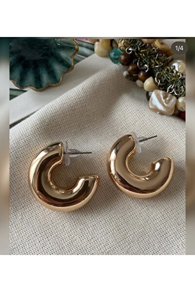 SU PERİSİ TAKI BİJUTERİ Gold Afra Saraçoğlu (tombul Halka ) Küpesi