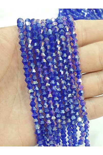 CRYSTALSHOP Mărgele de cristal albastru Pyramid Saks de 4 mm (10 șiruri)