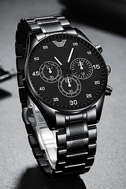 İSTLİV Erkek Siyah Armani Modeli Analog Kol Saati