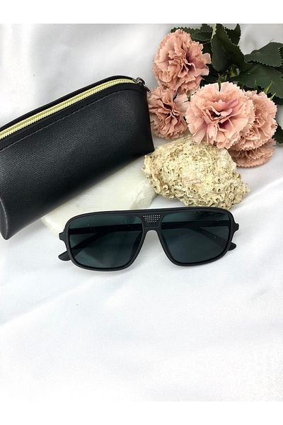 Di Caprio Hora Rectangular Matte Black Men's Sunglasses
