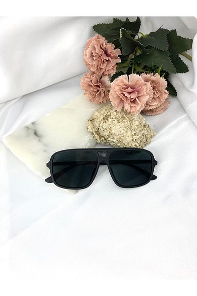 Di Caprio Hora Rectangular Matte Black Men's Sunglasses