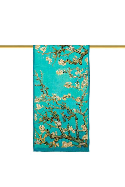 Bursa İpek Water Green Almond Flower Silk Scarf