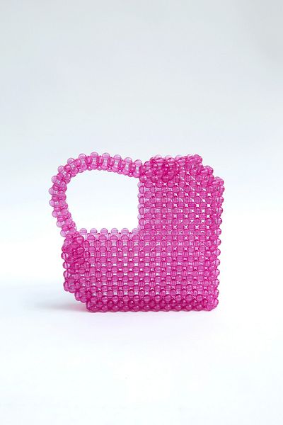 Sun Pieces Sassy Heart Bead Bag, Pink Heart Handbag