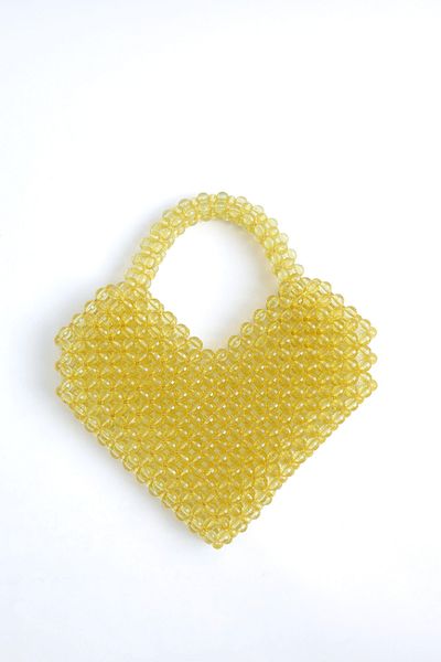 Sun Pieces Sassy Heart Bead Bag, Yellow Heart Handbag
