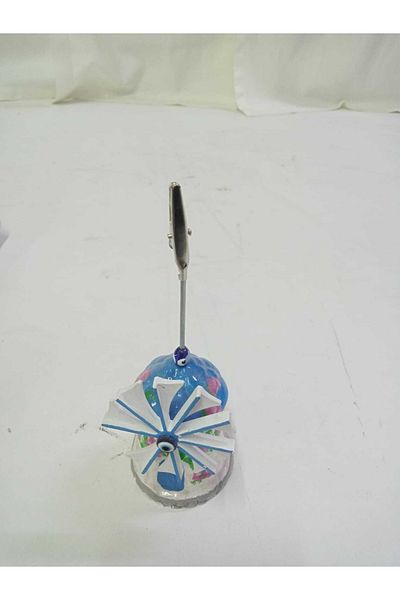 TÜRKÜ HEDİYELİK Blue Windmill Decorative Note Holder - Note Holder - Metal Pincer Note Holder - Handmade - Photo Holder