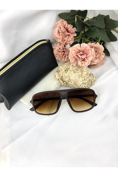 Di Caprio Hora Rectangular Brown Men's Sunglasses