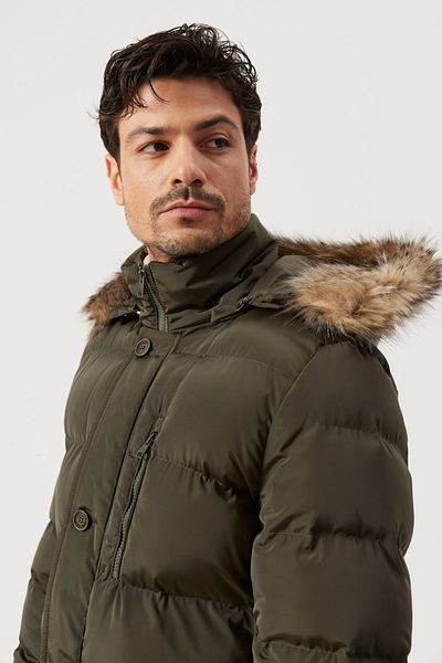ALTINYILDIZ CLASSICS Pánský kabát pro běžné nošení Khaki Standard Fit Regular Cut Cold Proof