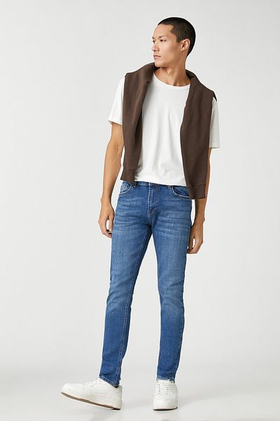 Koton Mittelgroße Indigo-Jeans für Herren 3SAM40133ND