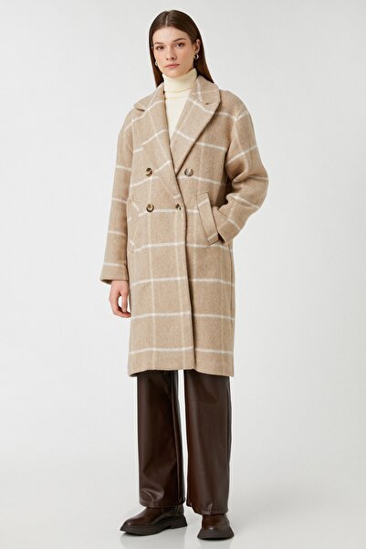 Koton Kadın Deve Tüyü Ekose Kaban 3WAK00194EW