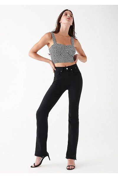Trn JNS Μαύρο ισπανικό Flare Super High Waist γυναικείο τζιν παντελόνι