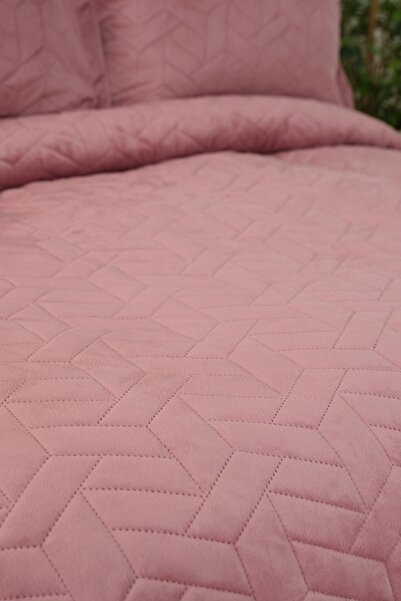 Karaca Home Pamela Gül Kurusu Kadife Çift Kişilik Yatak Örtüsü