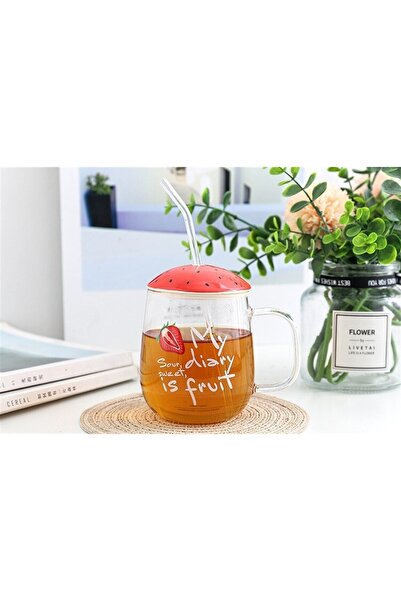 gifttime Glass Mug with Straw 420 ml
