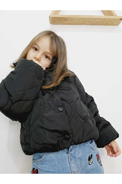 Tudekids Kız Çocuk Siyah Şişme Mont