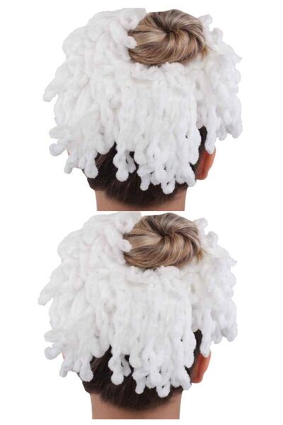 VANİSCE Women's White Velvet 2-Piece Knob Buckle Set