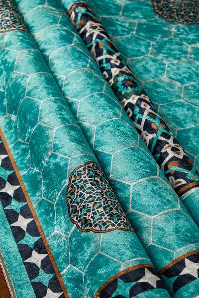 Bursa İpek Water Green Velvet Carpet Prayer Rug