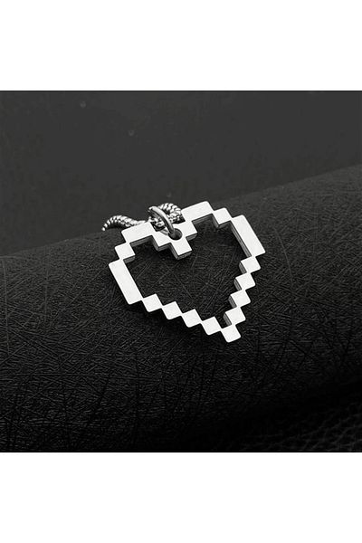Touz Unisex Heart Pixel Design Necklace