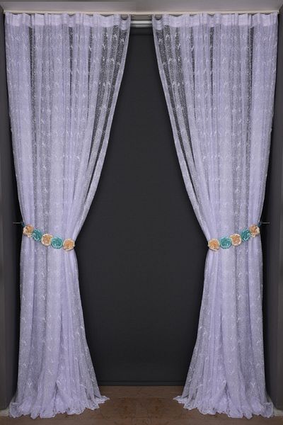 AKÇA TEKSTİL Bird Model White Color Single Wing Planted Pleated Background Curtain 300*260 Cm