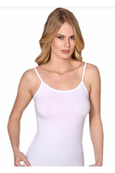 Berrak Tricot de corp pentru damă din Lycra din bumbac alb - cu cureaua de frânghie, pachet unic 2128