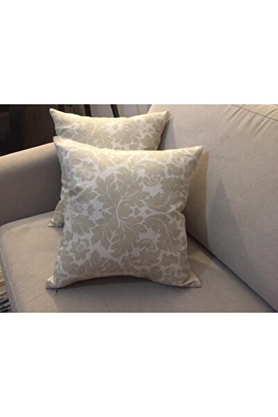 Finezza Husă de pernă din țesătură de bumbac Linen Leaf cu imprimeu crem/bej ...