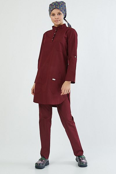 Owlet Medikal Set uniformă chirurgicală hijab roșu Claret