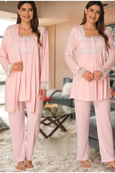 kaktüslohusa Effort Women's Pink Pregnant Maternity Dressing Gown Pajama Set ...