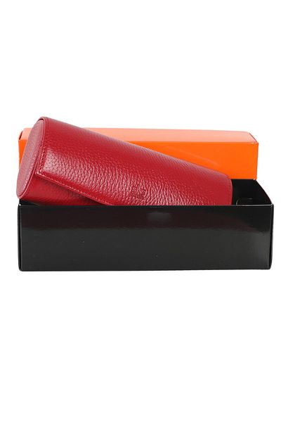 SKS Leben Red Genuine Leather Glasses Case Large