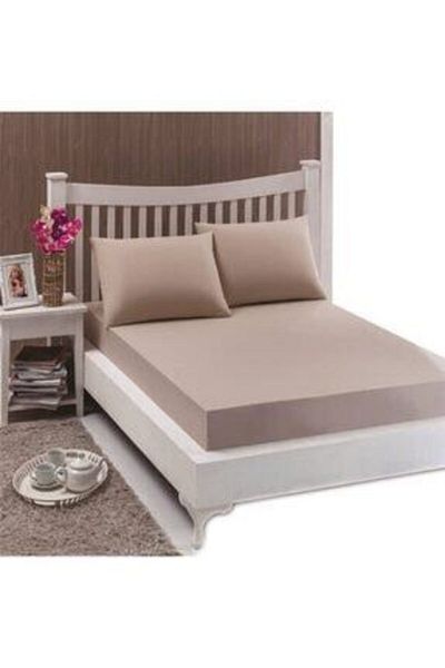Unıcolor Double Elastic Combed Cotton Sheet - Single Milk Brown (160X200+30 Cm.)