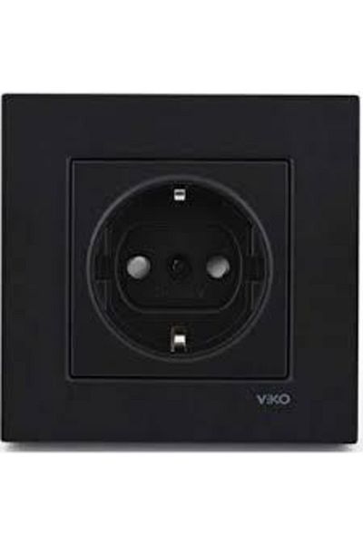 VİKO Artline Novella Black Child Proof Grounded Socket with Frame