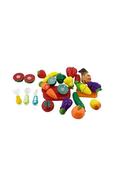 BİRLİK TOYS مجموعة خضروات فواكه قابلة للقطع مكونة من 41 قطعة - مع لوح تقطيع