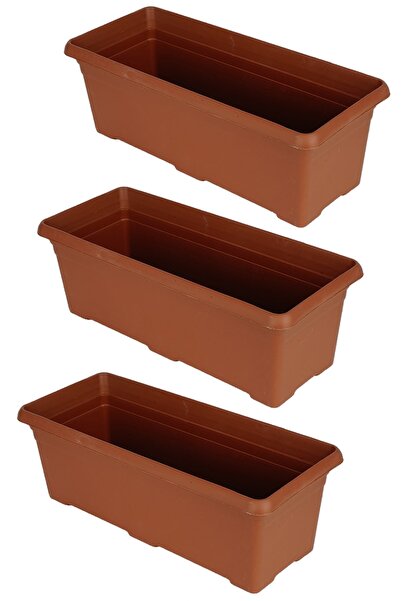bimbambom 40 Cm 3-piece Dark Brown Narcissus Balcony Flower Pot