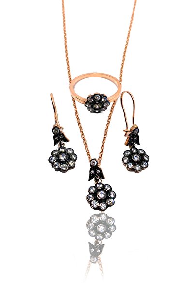 Artuklu Telkari 925 Ayar Gümüş Rose Kaplama Nano Zirkon Taşlı Elmas Motür Mod...