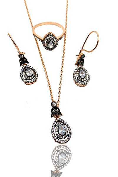 Artuklu Telkari 925 Ayar Gümüş Rose Kaplama Nano Zirkon Taşlı Elmas Motür Mod...